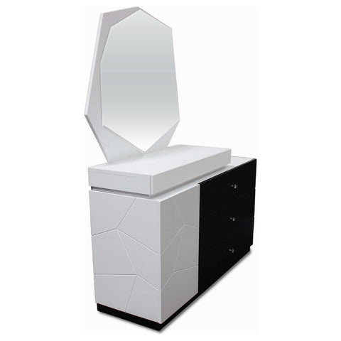 Berlin Modern White and Black Dresser and Mirror - Fort Decor