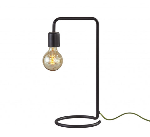 Industrial Matte Black Finish Metal Desk Lamp With Vintage Edison Bulb - Fort Decor