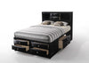 Black Multi-Drawer Wood Platform King Bed With Pull Out Tray - Fort Decor