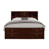 Full size New Merlot Veneer Full Bed With Bookcase Headboard 10 Drawers - Fort Decor