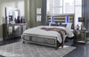 Majestic Metallic Grey Queen Bed With LED Lightning Upholstered Headboard 2 Footboard Drawer