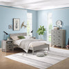 Windsor 4-Piece Bedroom Set with Panel Full Bed, 2 Nightstands, and 5-Drawer Chest, Gray
