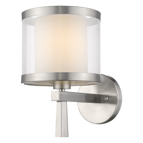 White And Silver Wall Light With Fabric Shade - Fort Decor