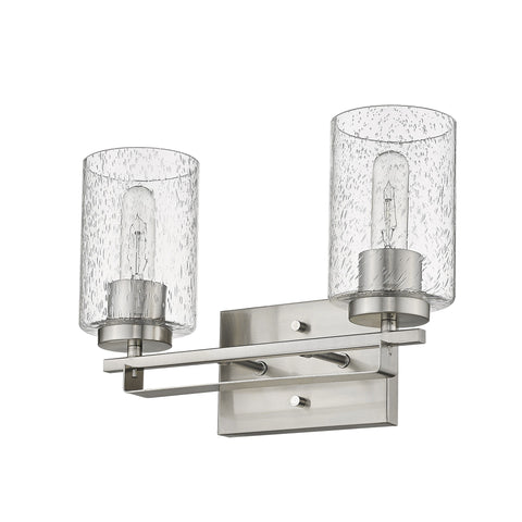 Silver Metal And Textured Glass Two Light Wall Sconce - Fort Decor