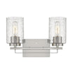 Silver Metal And Textured Glass Two Light Wall Sconce - Fort Decor