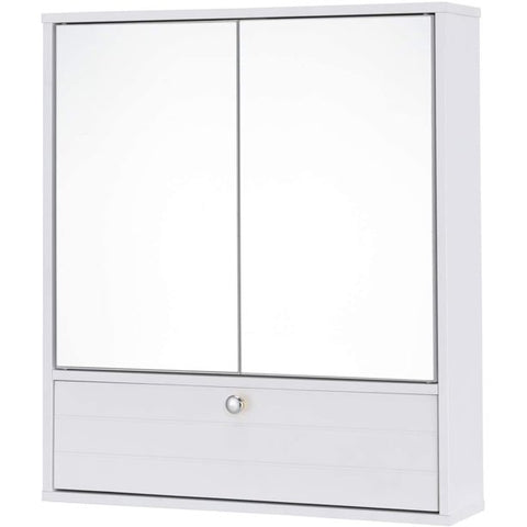 Wall Mounted Storage Cabinet, Bathroom Medicine Cabinet with Double Mirrored Doors and Adjustable Shelf, Ideal for Bathroom, Living Room, Cloakroom, 21.5 x 5.5 x 24.5 inches (White) - Fort De