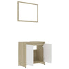 Bathroom Furniture Set White and Sonoma Oak Chipboard - Fort Decor