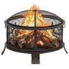 Rustic Fire Pit with Poker 26.6" XXL Steel - Fort Decor