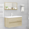 vidaXL Bathroom Mirror Sonoma Oak 31.5" Chipboard Vanity Washroom Furniture - Fort Decor