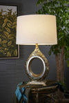Vintage Silver With Gold Flowers Table Lamp - Fort Decor