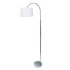 Simple Designs Arched Brushed Nickel Floor Lamp, White Shade - Fort Decor