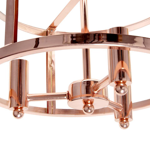 Home 3-Light 13" Industrial Farmhouse Glass and Metallic Accented Semi-flushmount, Rose Gold Rose gold