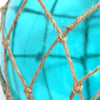 Elegant Designs Buoy Netted Brushed Nickel Coastal Ocean Sea Glass Pendant with Natural Rope, Aqua