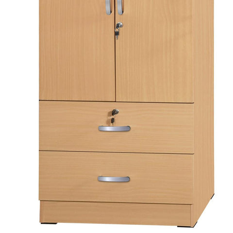 Better Home Products Grace Wood 2-Door Wardrobe Armoire with 2-Drawers in Maple - Fort Decor