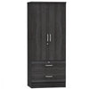 Better Home Products Grace Wood 2-Door Wardrobe Armoire with 2-Drawers in Gray - Fort Decor