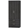 Better Home Products Grace Wood 2-Door Wardrobe Armoire with 2-Drawers in Gray - Fort Decor