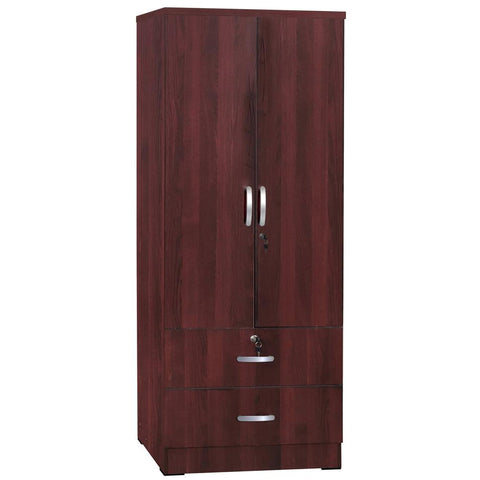 Better Home Products Grace Wood 2-Door Wardrobe Armoire with 2-Drawers Mahogany - Fort Decor