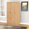 Better Home Products Symphony Wardrobe Armoire Closet with Two Drawers in Maple - Fort Decor