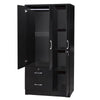 Better Home Products Symphony Wardrobe Armoire Closet with Two Drawers in Black - Fort Decor