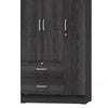 Better Home Products Symphony Wardrobe Armoire Closet with Two Drawers in Gray - Fort Decor