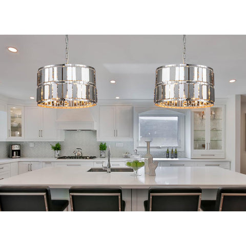 Sweeney Contemporary 4-Light Chrome Stainless Steel Drum Chandelier
