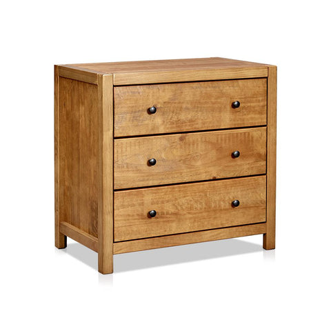 MUSEHOMEINC Rustic Wood 3 Drawer Dresser, Oak Finish