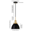 Madison 12" Wide Pendant with Metal Shade in Black/Brass/Black