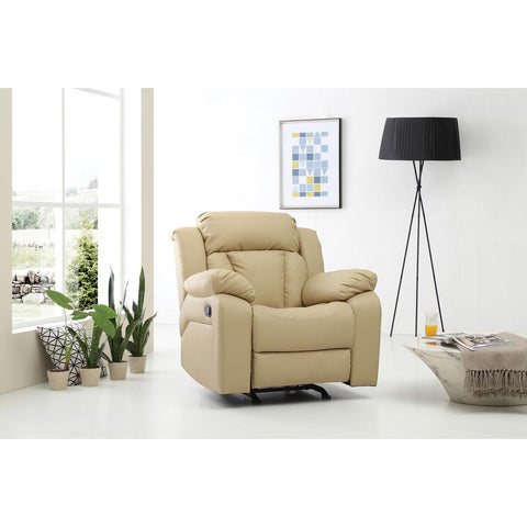 Daria Beige Faux Leather Upholstery Reclining Chair