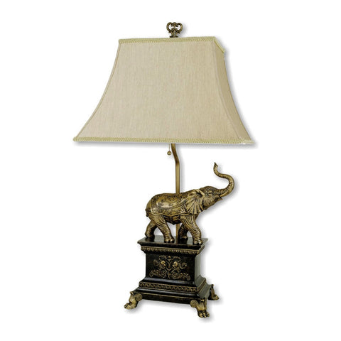 Elephant Table Lamp - Antique Gold - Fort Decor