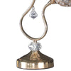 Metal Table Lamp With Floral Trumpet Shade And Crystal Accents, Gold