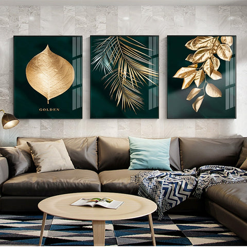 Gold Leaf Canvas Abstract Paintings Wall Art Posters and Prints Decorative - Fort Decor