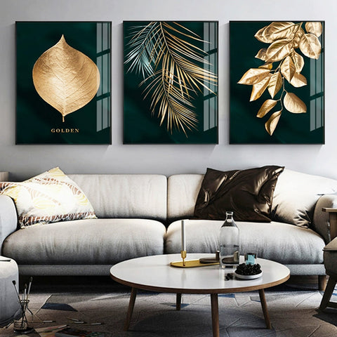 Gold Leaf Canvas Abstract Paintings Wall Art Posters and Prints Decorative - Fort Decor
