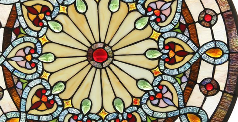 HELENA Tiffany-glass Victorian Window Panel 23.5" - Fort Decor