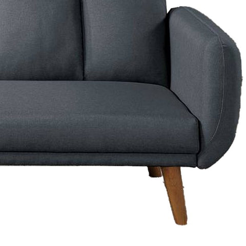 Adjustable Upholstered Sofa With Track Armrests And Angled Legs, Light Gray
