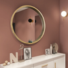 Hoadley Round Solid Wood Framed Wall Mounted Bathroom / Vanity Mirror in Natural - Fort Decor