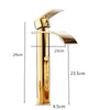 Basin Gold and white Waterfall Faucet Brass Bathroom Faucet - Fort Decor
