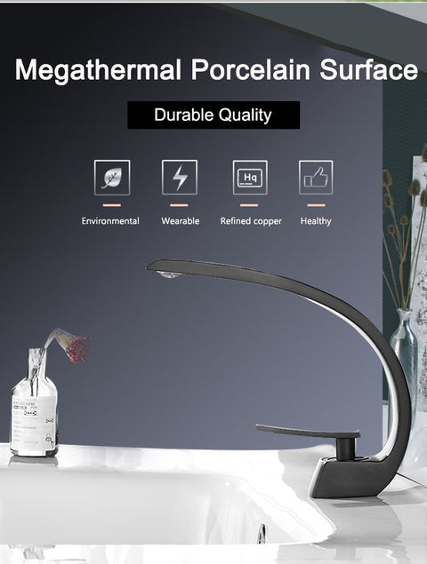 Modern Bathroom Handle Hot and Cold Waterfall Elegant Crane Faucet - Fort Decor
