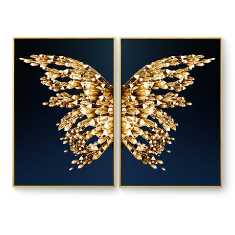 Golden butterfly Stylist Canvas Print Painting Art Aisle for Living Room - Fort Decor