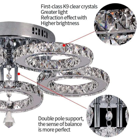 Chrome Crystal Chandeliers Lighting And Led Hanging Ceiling Lamp - Fort Decor