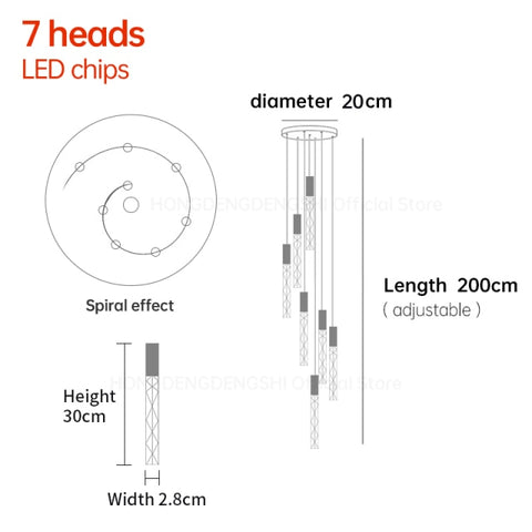 LED chandelier crystal staircase Lights - Fort Decor