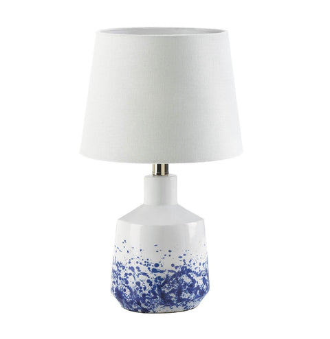 White & Blue Splash Table Lamp - Fort Decor